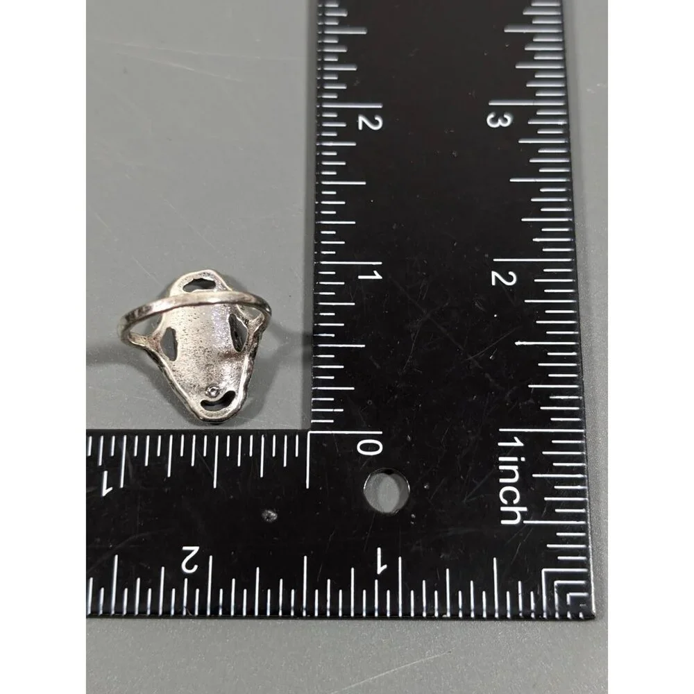 Boho Western‎ Gray Faux Stone silver Tone Oval Ring Size 7.75